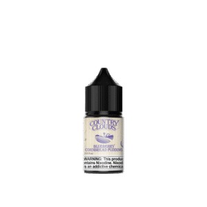 30ml bottle of Country Clouds Blueberry Cornbread Pudding e-liquid, featuring sweet blueberry and cornbread flavors.